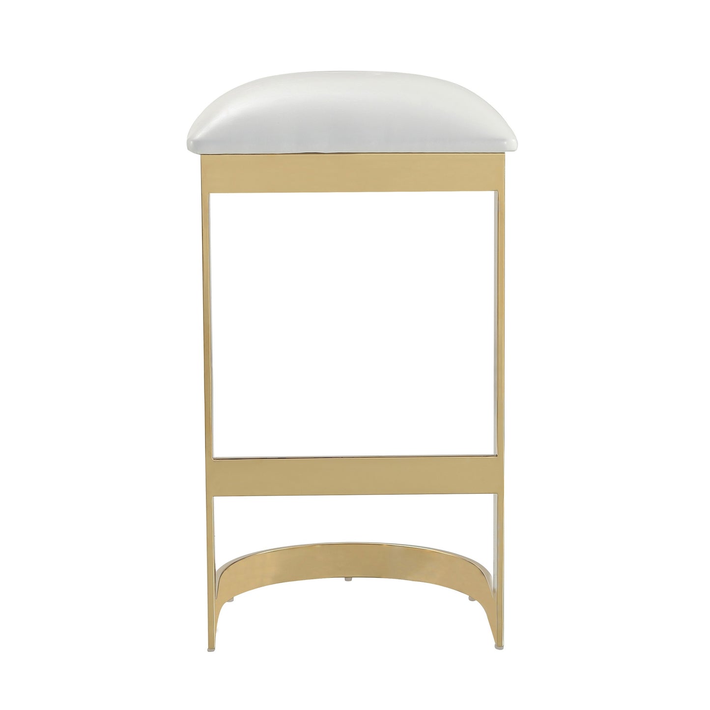 Aura Modern Metal Upholstered Barstool in White BS006-WH