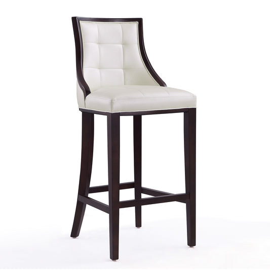 Manhattan Comfort Fifth Avenue 45 in. Pearl White and Walnut Beech Wood Bar Stool BS007-PW