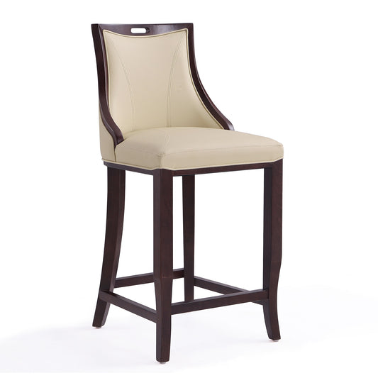 Manhattan Comfort Emperor 41 in. Cream and Walnut Beech Wood Bar Stool BS008-CR