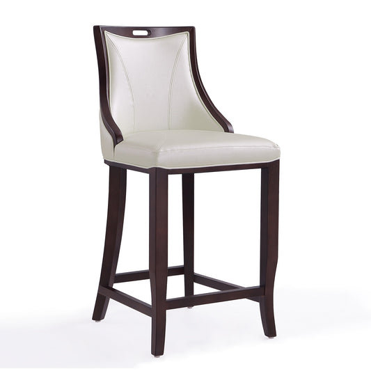 Manhattan Comfort Emperor 41 in. Pearl White and Walnut Beech Wood Bar Stool BS008-PW