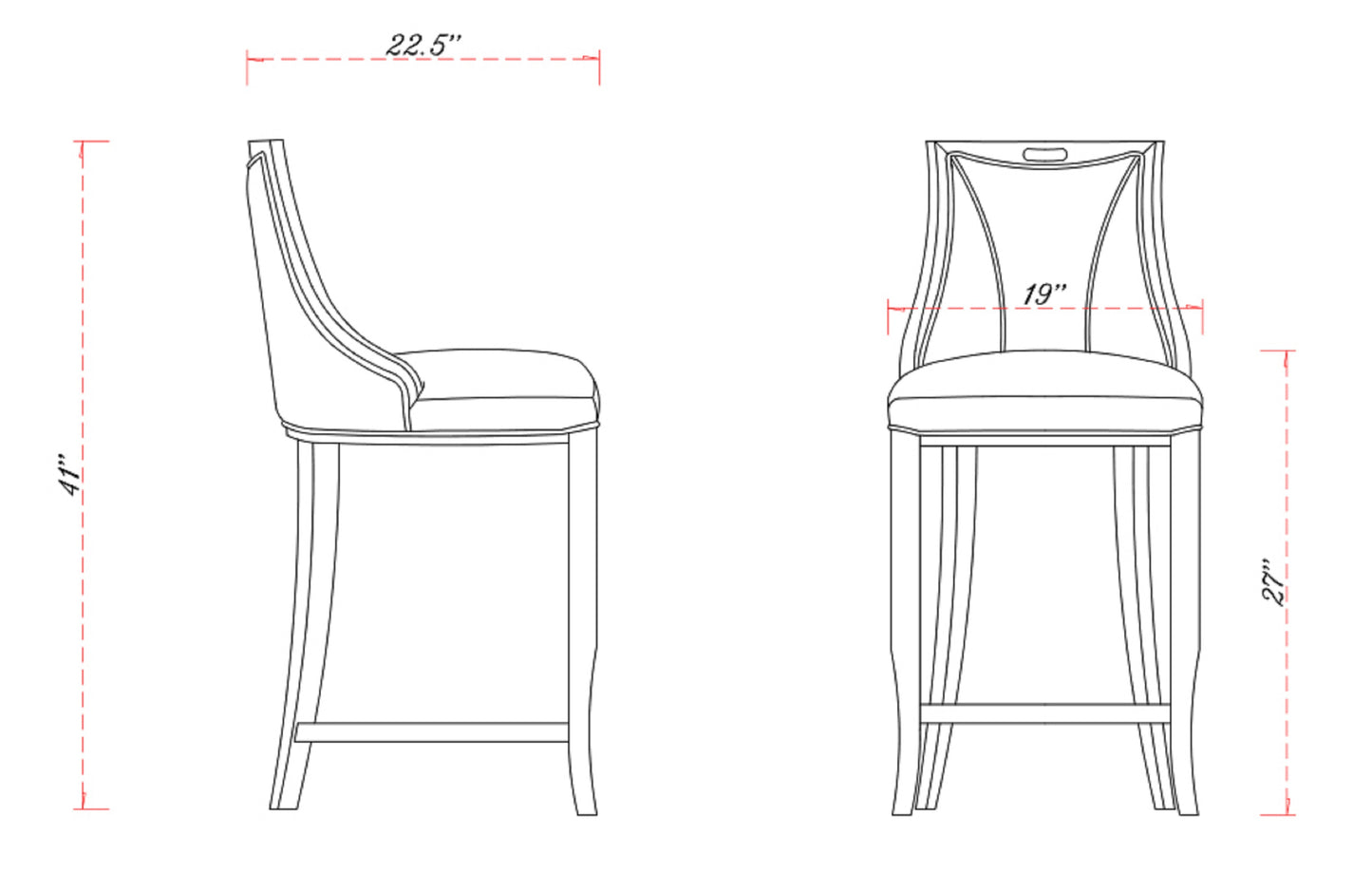 Emperor Traditional Wood Upholstered Barstool in Pearl White BS008-PW