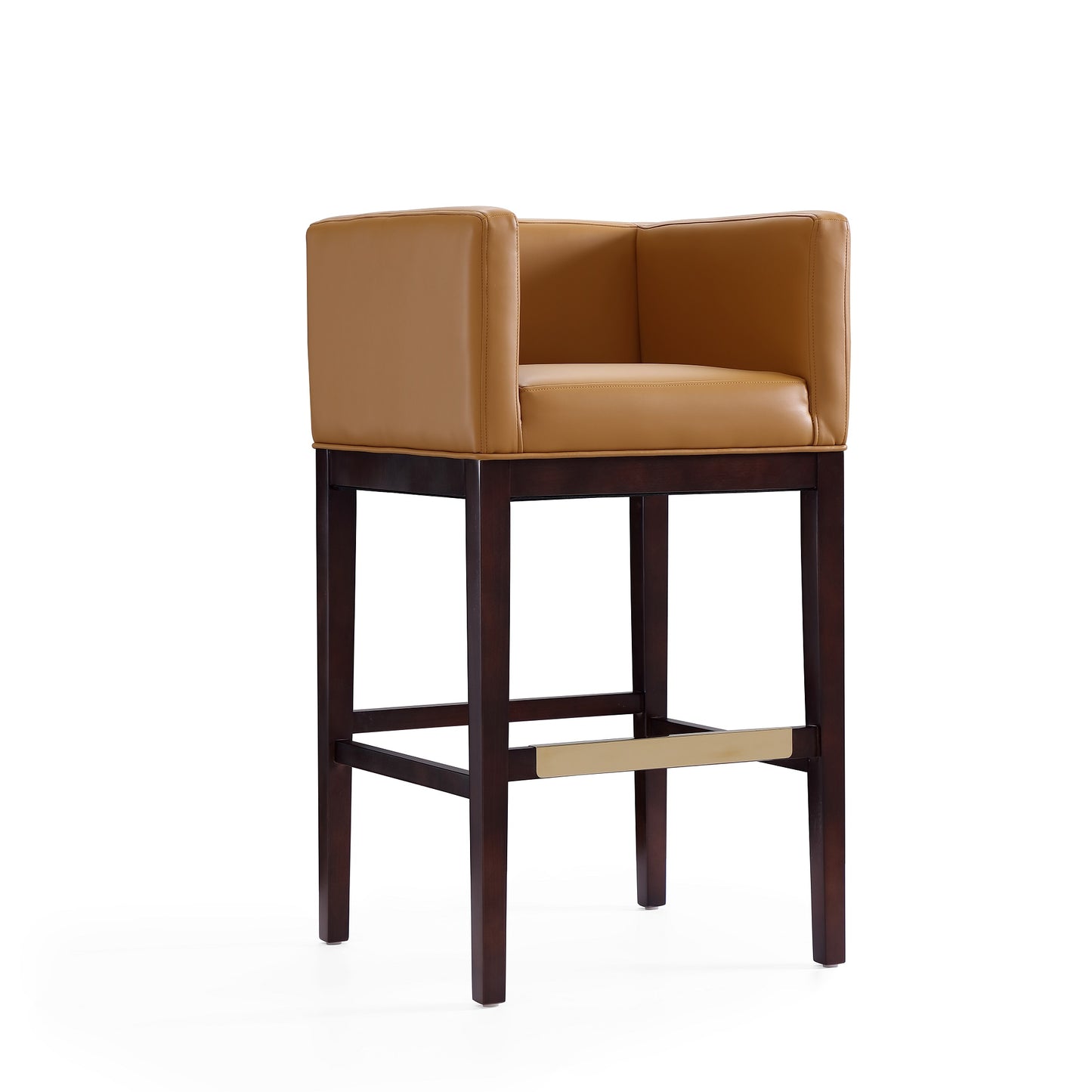 Kingsley Mid-Century Modern Wood Upholstered Barstool in Camel BS012-CL