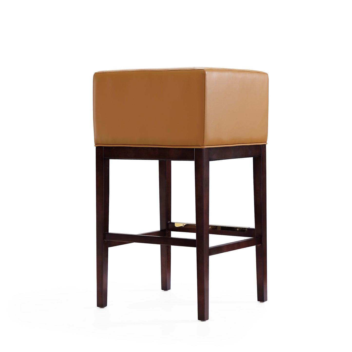 Manhattan Comfort Kingsley 38 in. Camel and Dark Walnut Beech Wood Barstool BS012-CL