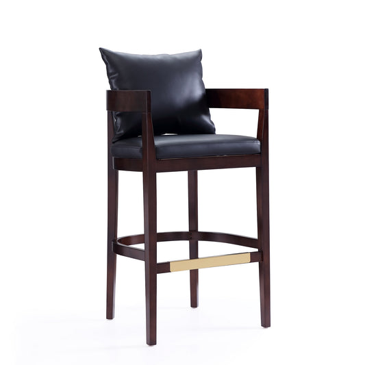 Manhattan Comfort Ritz 38 in. Black and Dark Walnut Beech Wood Barstool BS013-BK