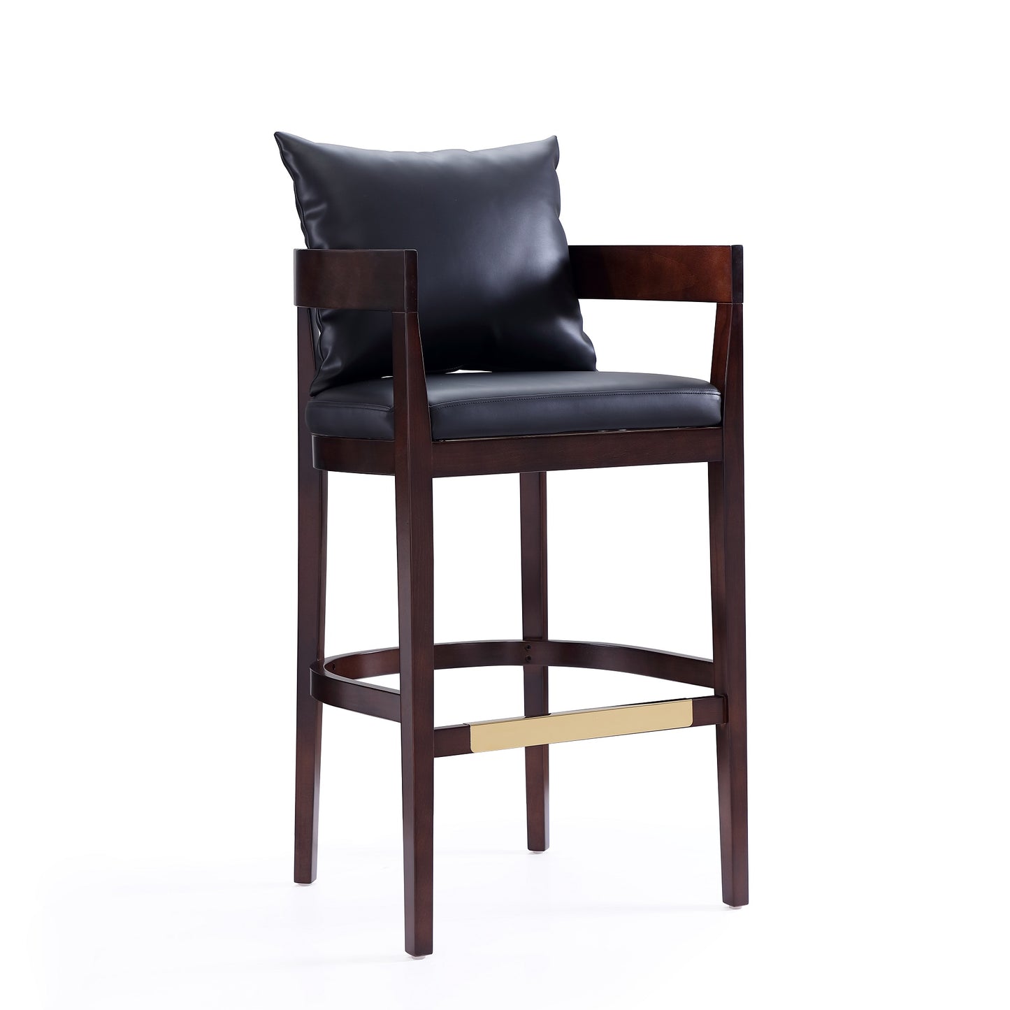 Ritz Mid-Century Modern Wood Upholstered Barstool in Black BS013-BK