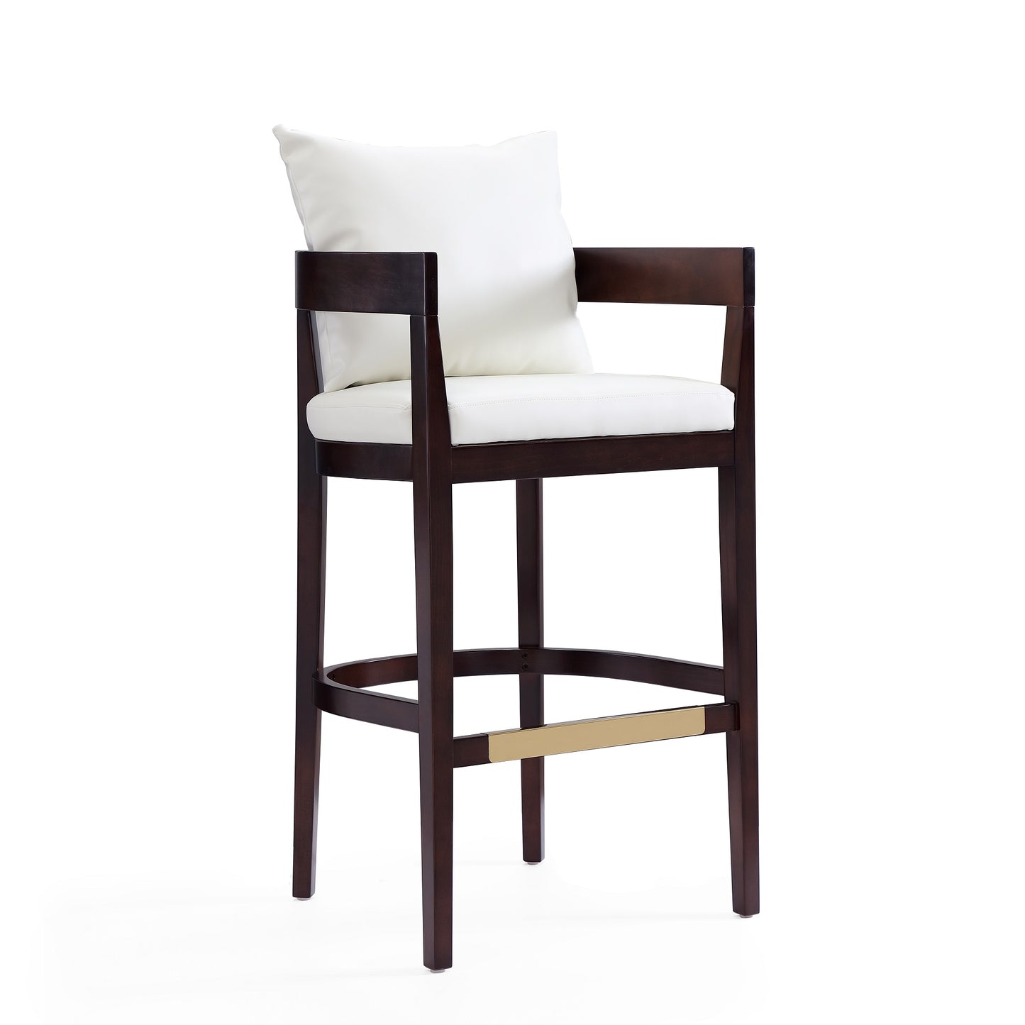 Ritz Mid-Century Modern Wood Upholstered Barstool in Ivory BS013-IV