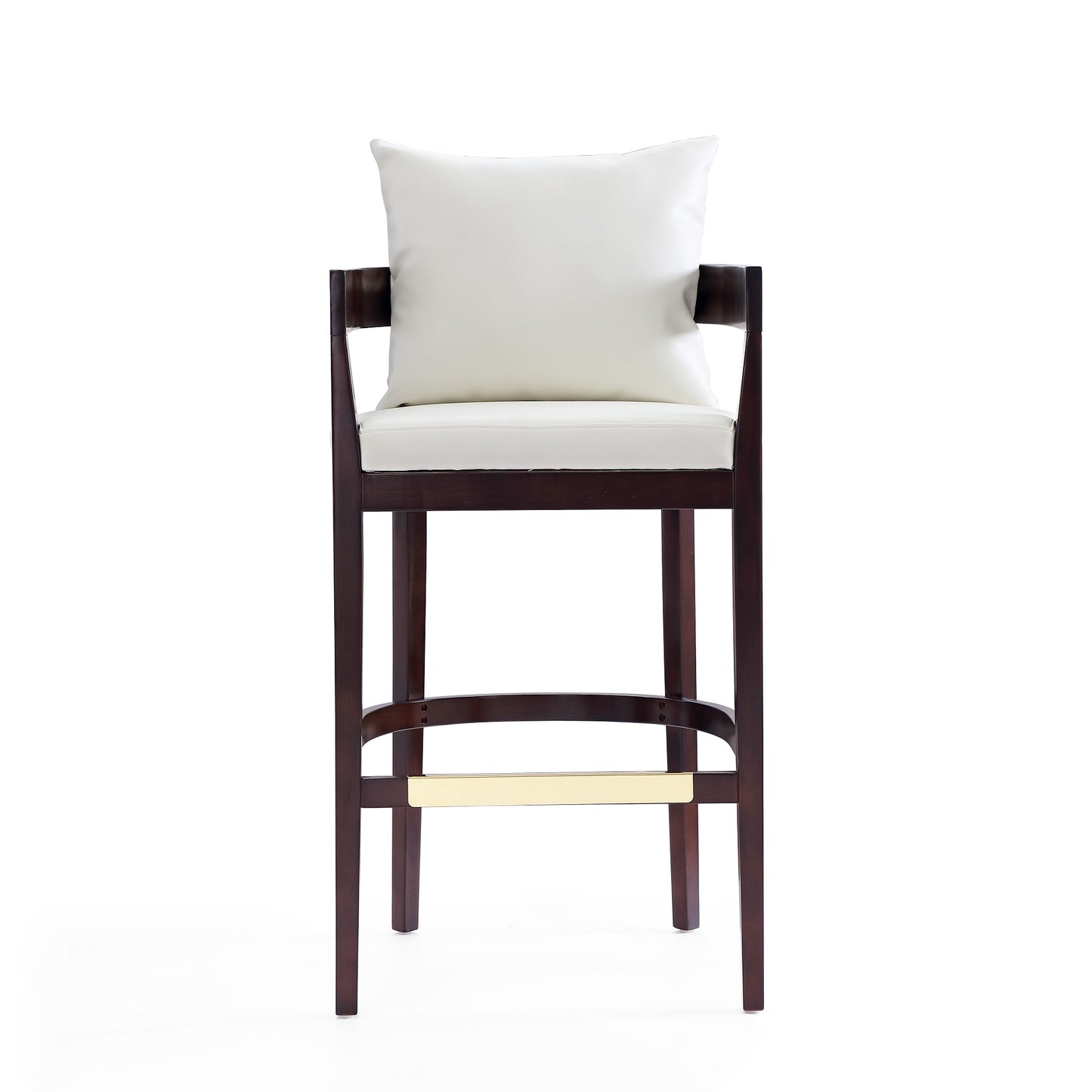 Ritz Mid-Century Modern Wood Upholstered Barstool in Ivory BS013-IV