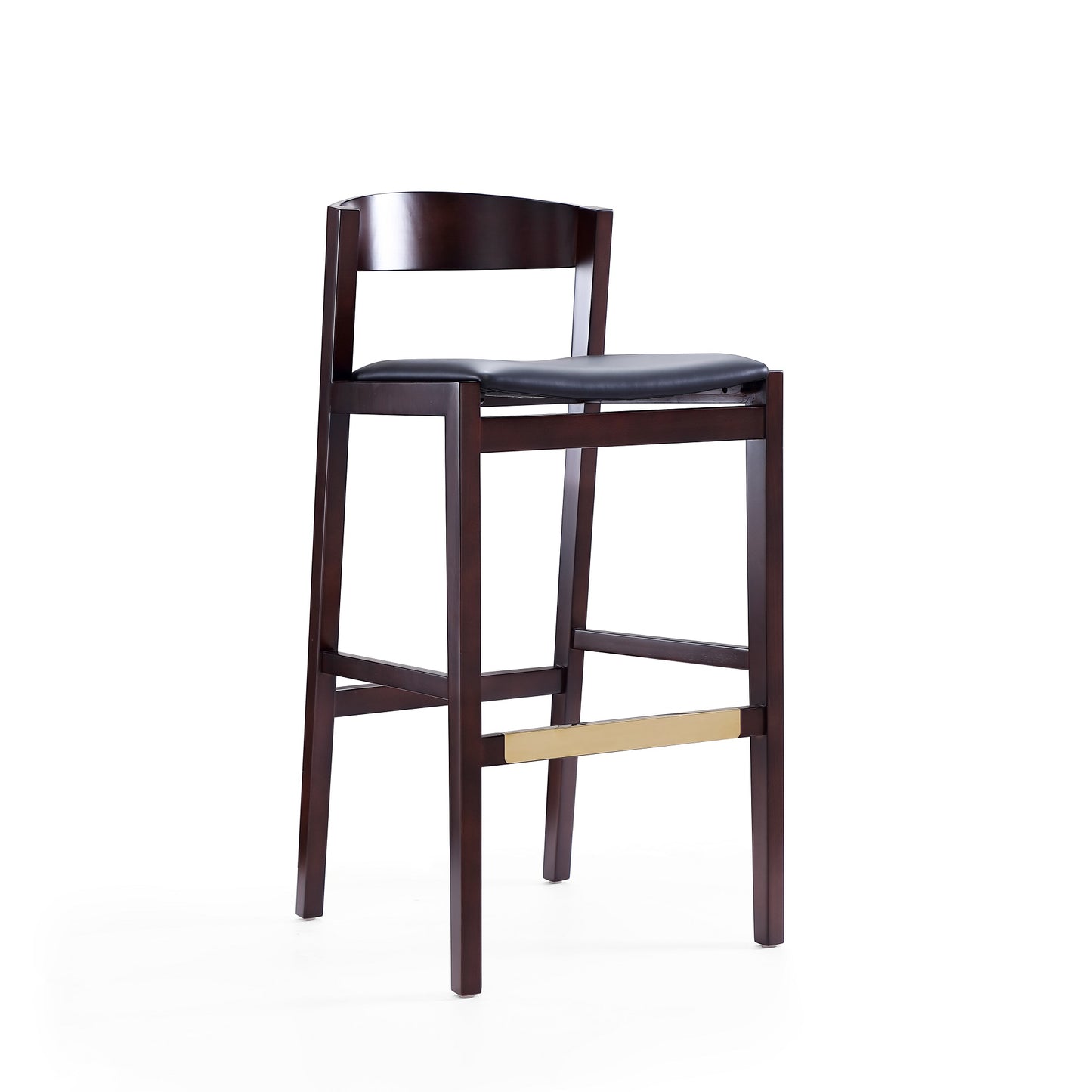 Klismos Mid-Century Modern Wood Upholstered Barstool in Black BS014-BK