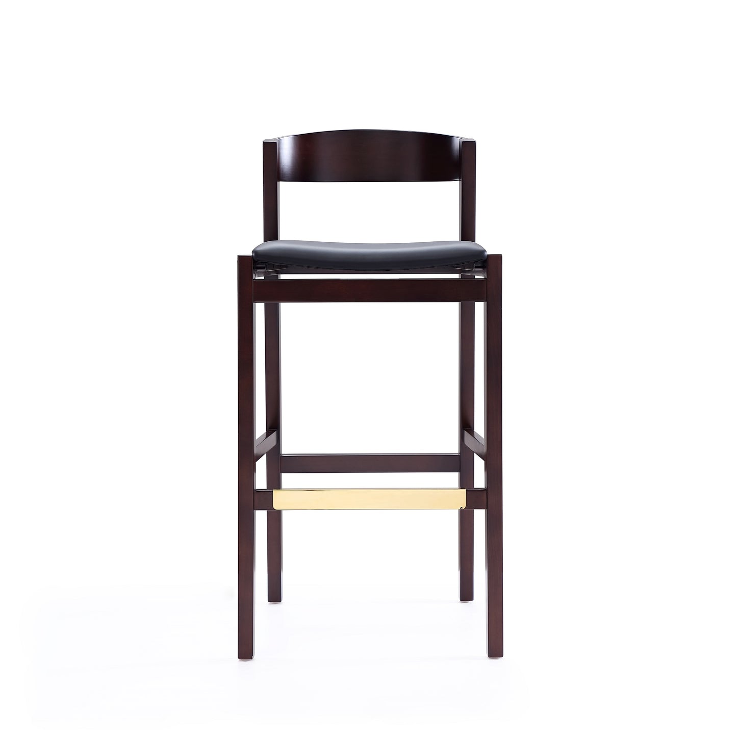 Klismos Mid-Century Modern Wood Upholstered Barstool in Black BS014-BK