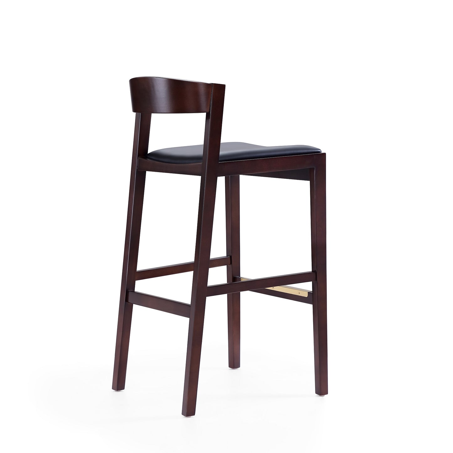 Klismos Mid-Century Modern Wood Upholstered Barstool in Black BS014-BK