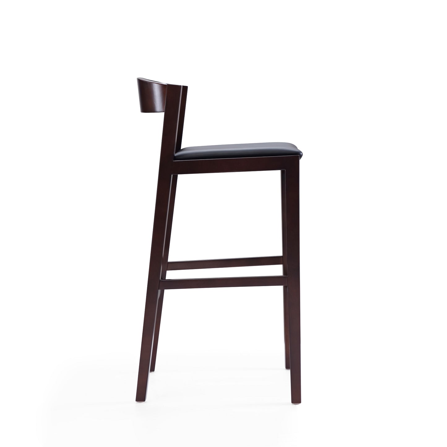 Klismos Mid-Century Modern Wood Upholstered Barstool in Black BS014-BK