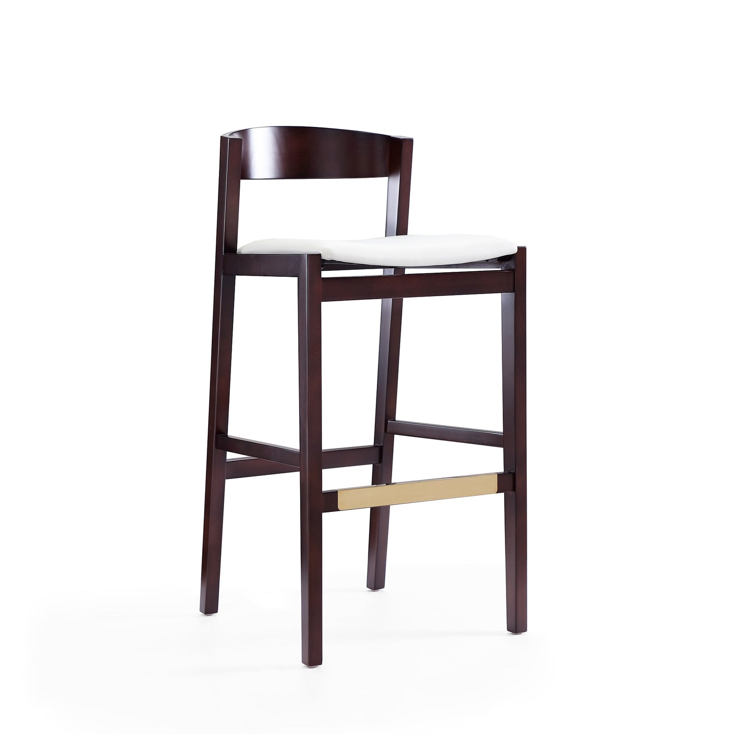 Manhattan Comfort Klismos 40.75 in. Ivory and Dark Walnut Beech Wood Barstool BS014-IV