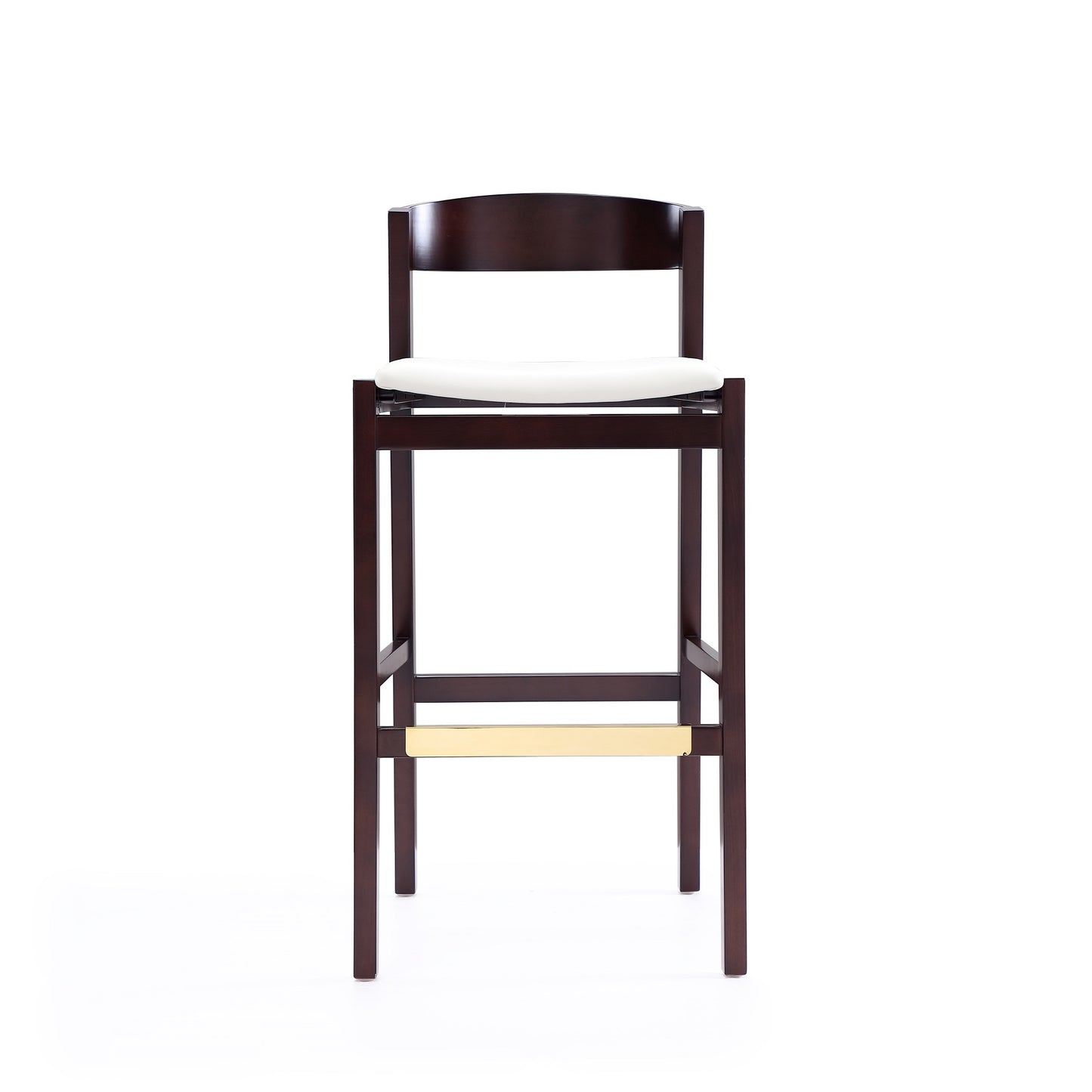 Manhattan Comfort Klismos 40.75 in. Ivory and Dark Walnut Beech Wood Barstool BS014-IV