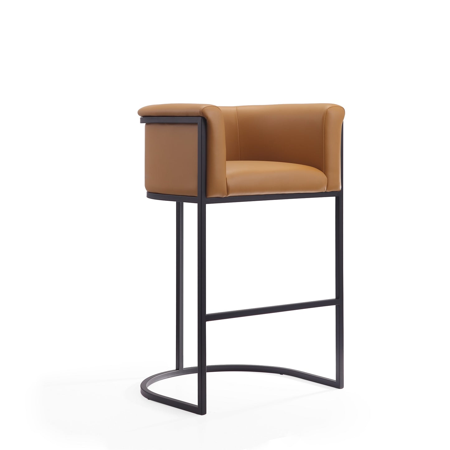 Manhattan Comfort Cosmopolitan 37.8 in. Camel and Black Metal Barstool BS015-CL