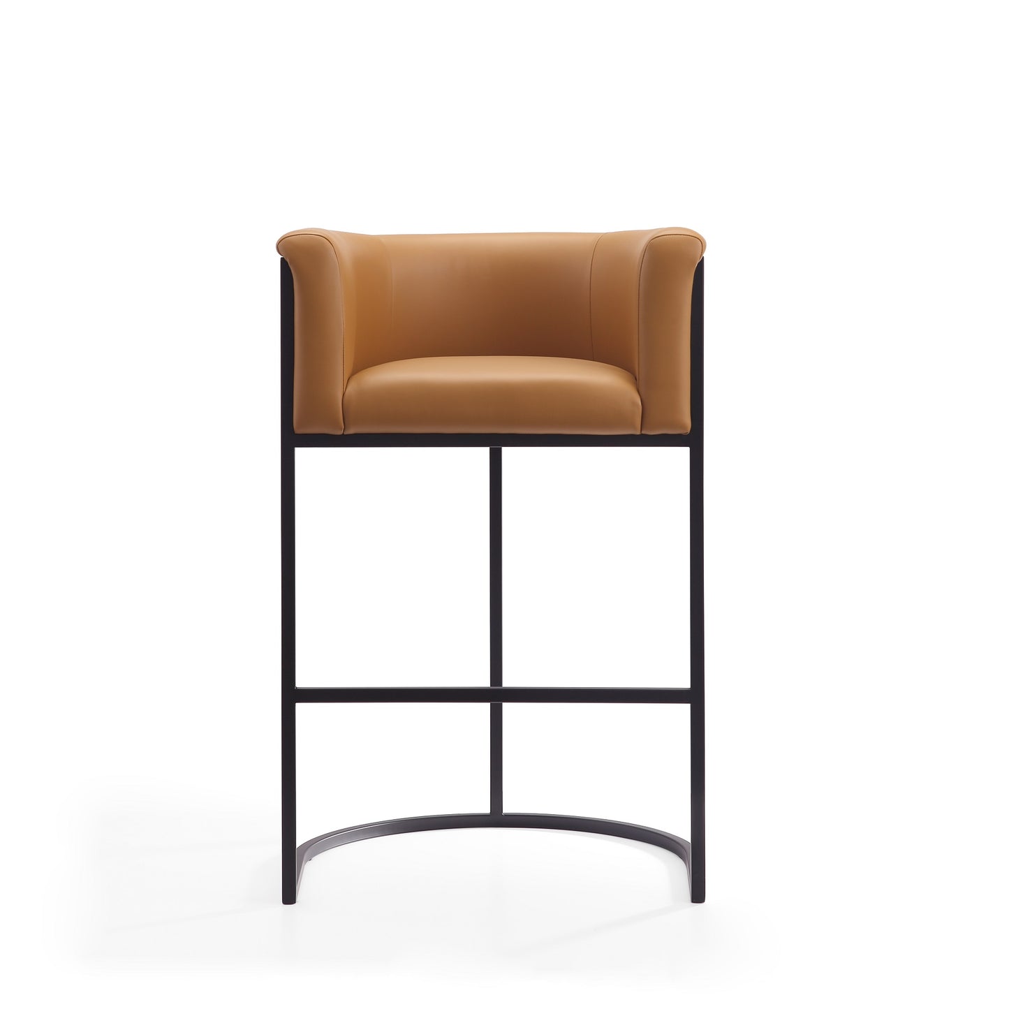 Manhattan Comfort Cosmopolitan 37.8 in. Camel and Black Metal Barstool BS015-CL