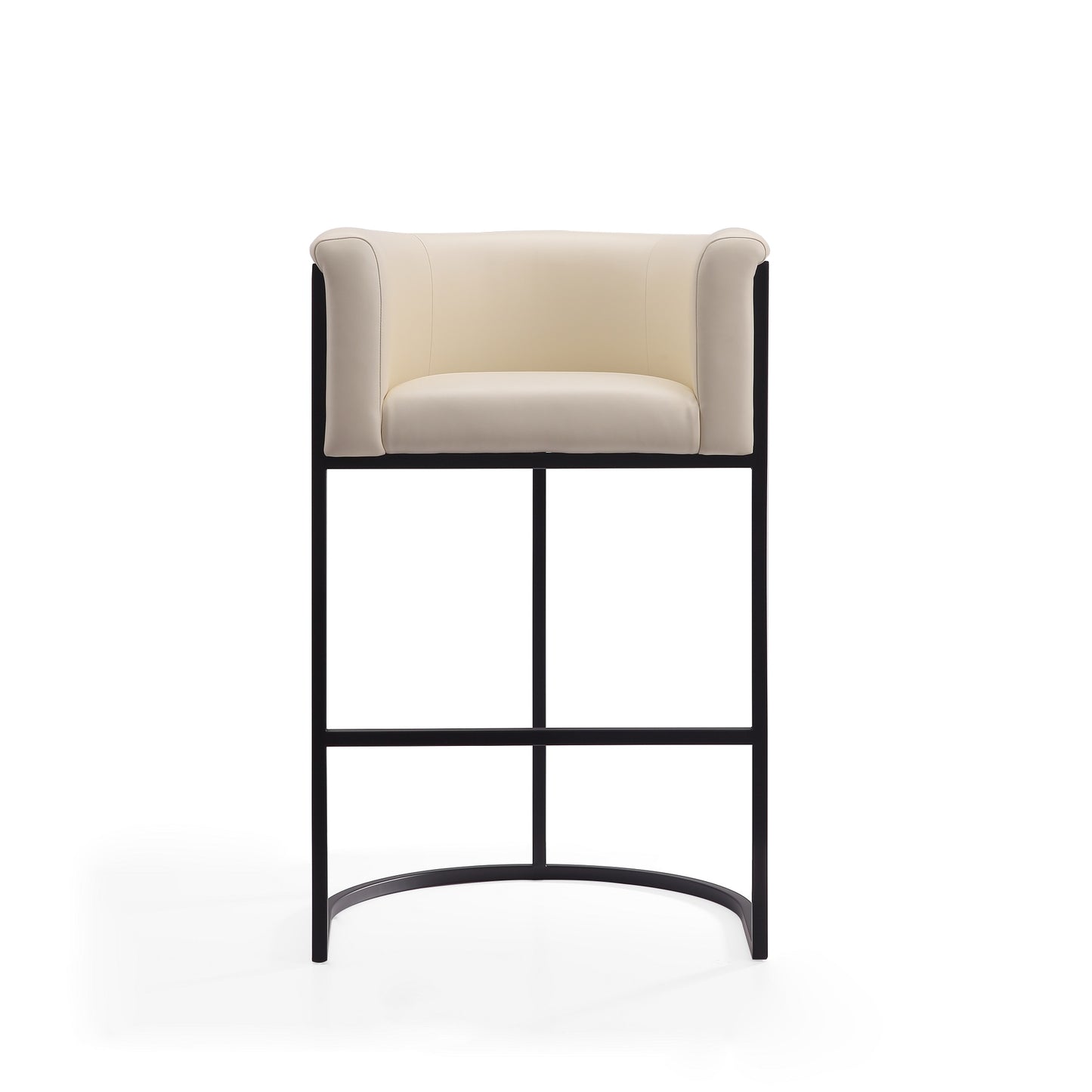 Manhattan Comfort Cosmopolitan 37.8 in. Cream and Black Metal Barstool BS015-CR
