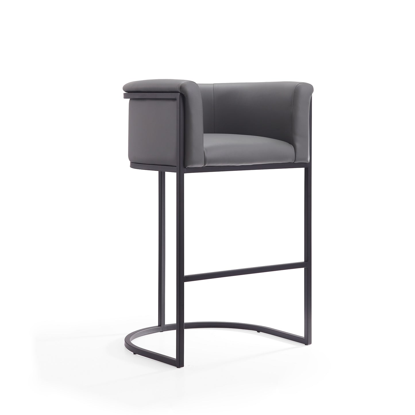 Manhattan Comfort Cosmopolitan 37.8 in. Grey and Black Metal Barstool BS015-GY