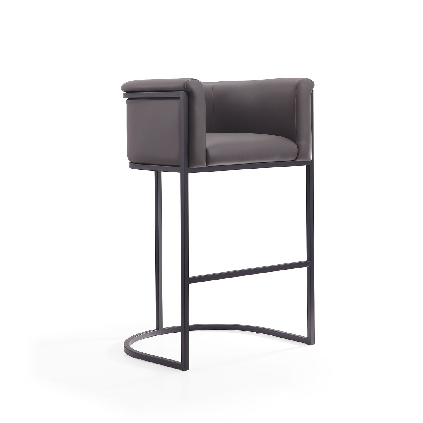Cosmopolitan Mid-Century Modern Metal Upholstered Barstool in Graphite BS015-PE