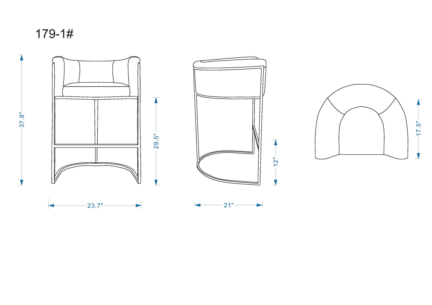 Cosmopolitan Mid-Century Modern Metal Upholstered Barstool in Graphite BS015-PE