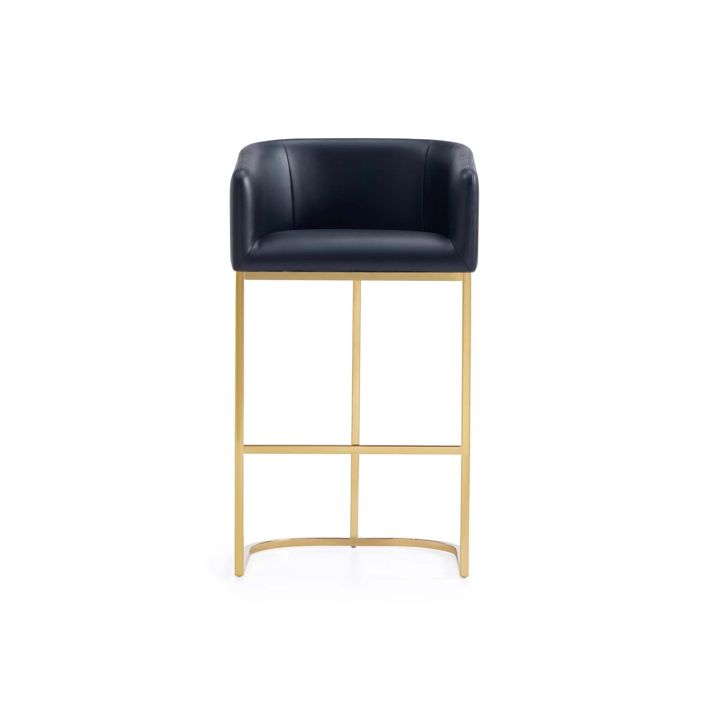 Manhattan Comfort Louvre Mid-Century Modern Leatherette and Stainless Steel Barstools