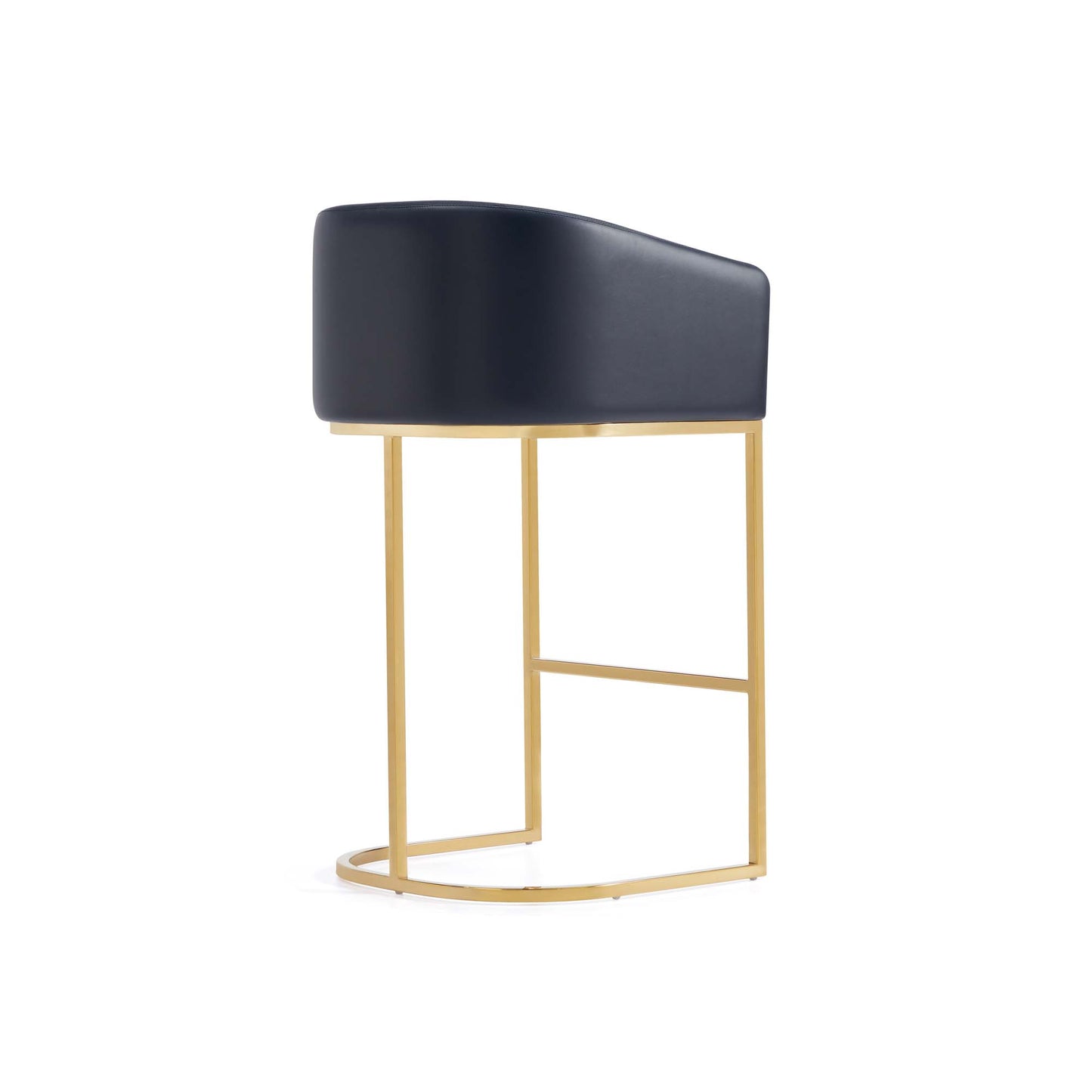 Louvre Mid-Century Modern Metal Upholstered Barstool in Black BS016-BK