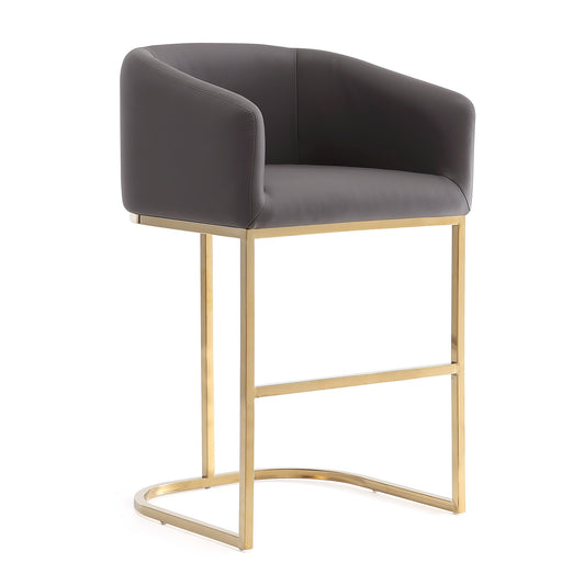 Manhattan Comfort Louvre Mid-Century Modern Leatherette and Stainless Steel Barstools