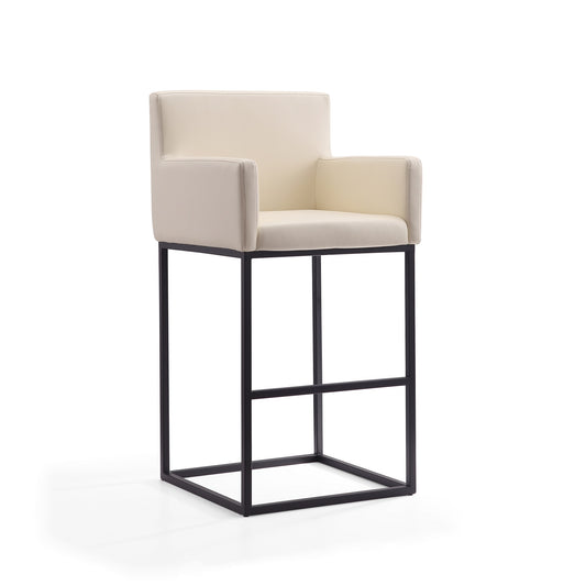 Ambassador Mid-Century Modern Metal Upholstered Barstool in Cream BS017-CR