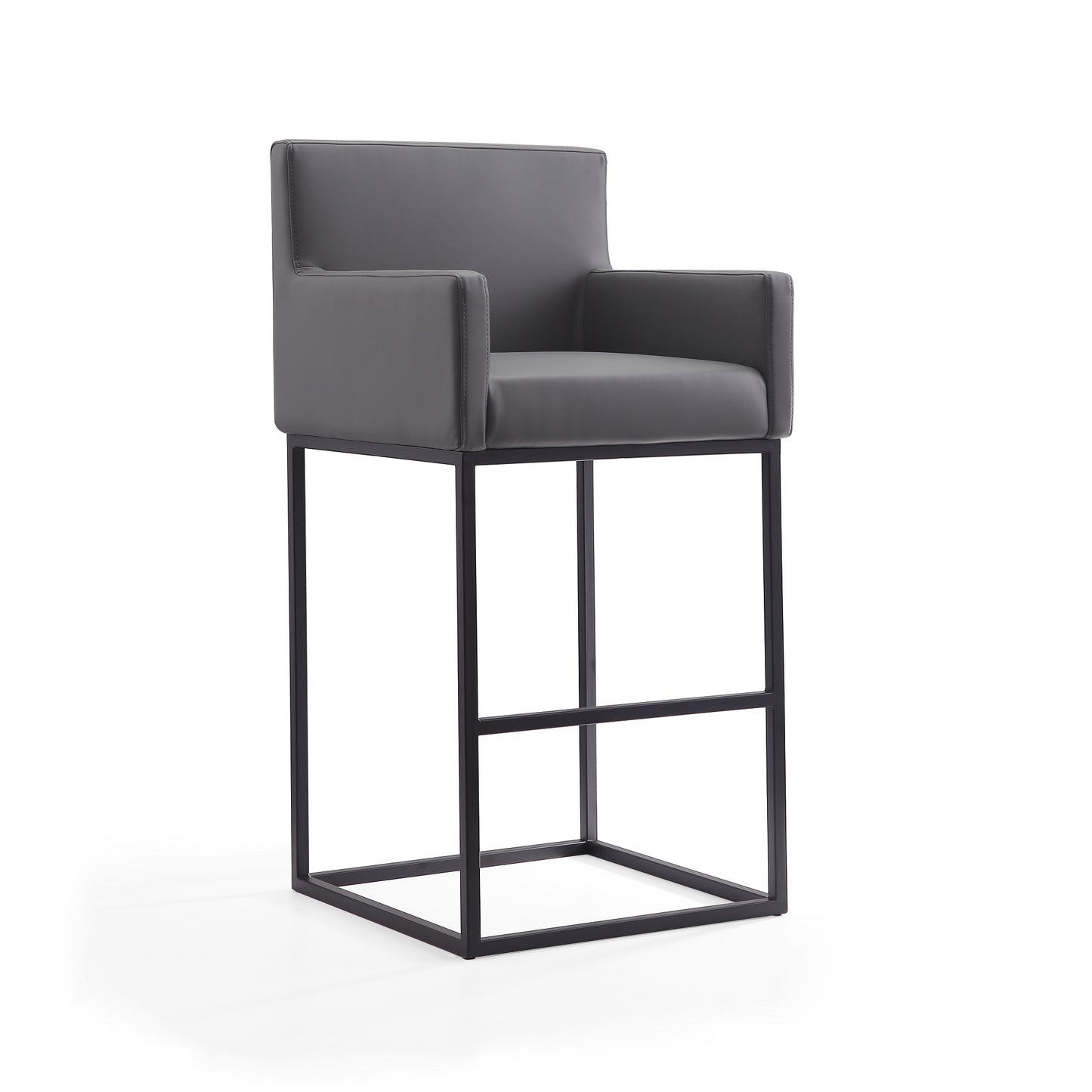 Ambassador Mid-Century Modern Metal Upholstered Barstool in Gray BS017-GY
