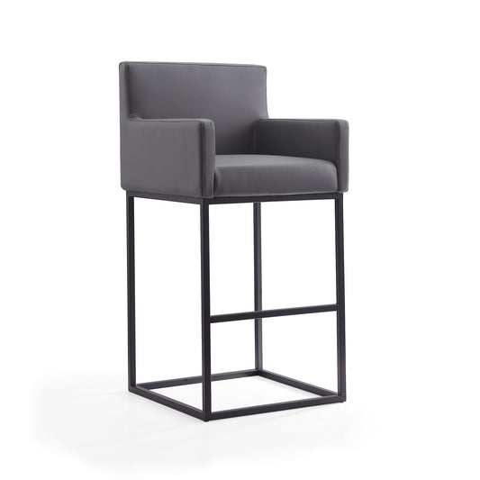 Ambassador Mid-Century Modern Metal Upholstered Barstool in Gray BS017-GY