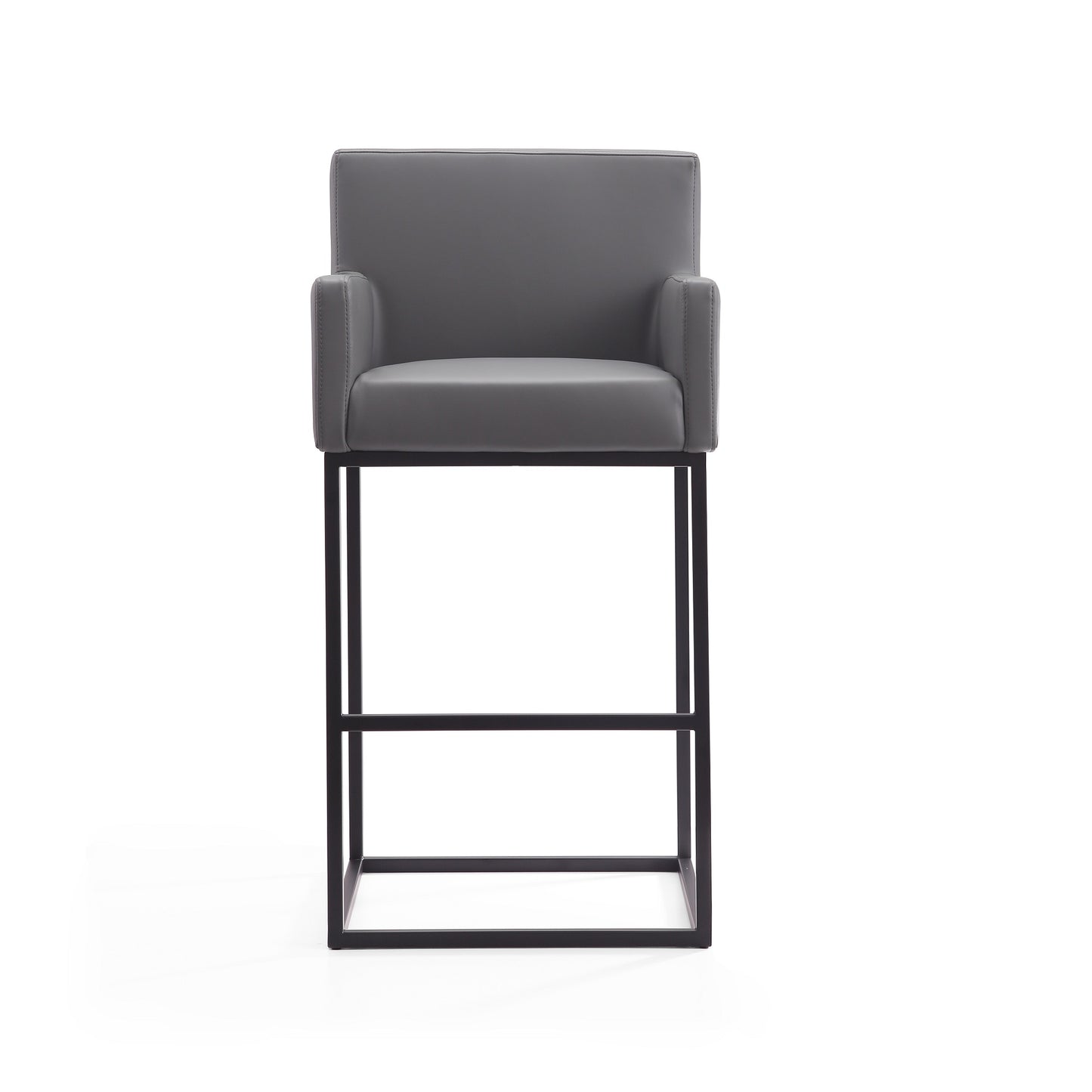 Ambassador Mid-Century Modern Metal Upholstered Barstool in Gray BS017-GY