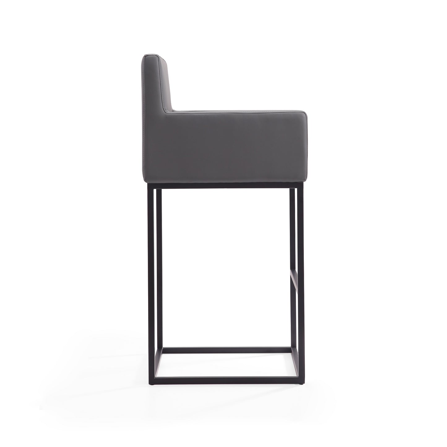 Ambassador Mid-Century Modern Metal Upholstered Barstool in Gray BS017-GY