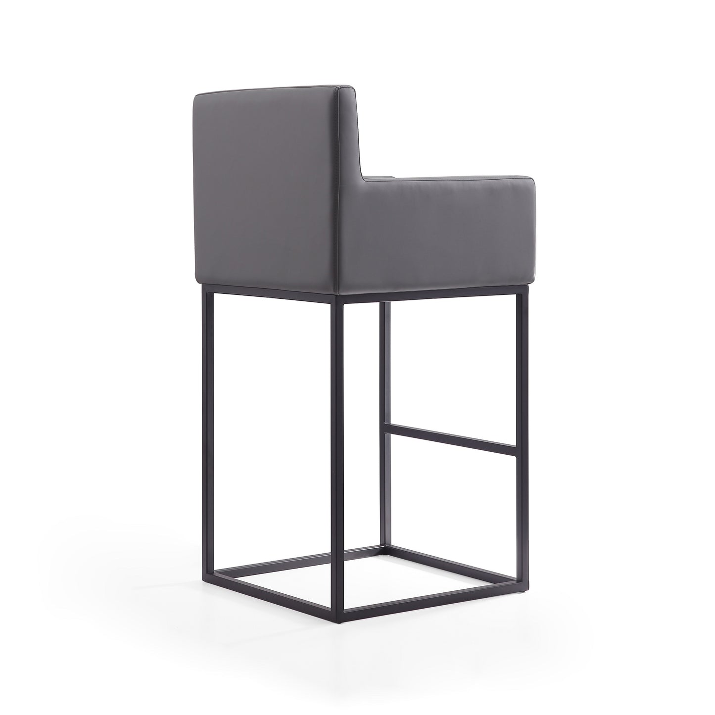 Ambassador Mid-Century Modern Metal Upholstered Barstool in Gray BS017-GY