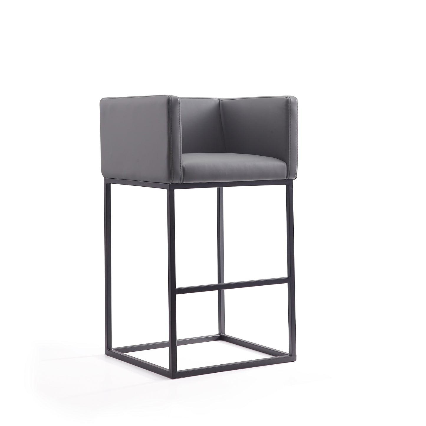 Manhattan Comfort Embassy 38 in. Grey and Black Metal Barstool BS018-GY