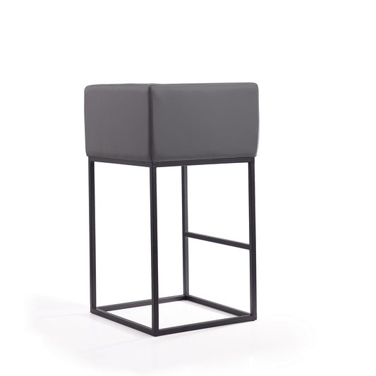 Manhattan Comfort Embassy 38 in. Grey and Black Metal Barstool BS018-GY