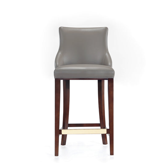Manhattan Comfort Modern Shubert Barstool Upholstered in Dark Taupe Leatherette with Beech Wood Legs BS019-DT