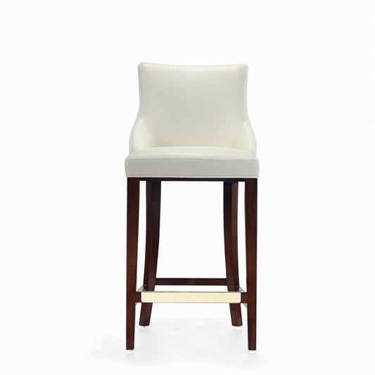 Manhattan Comfort Modern Shubert Barstool Upholstered in Ivory Leatherette with Beech Wood Legs BS019-IV