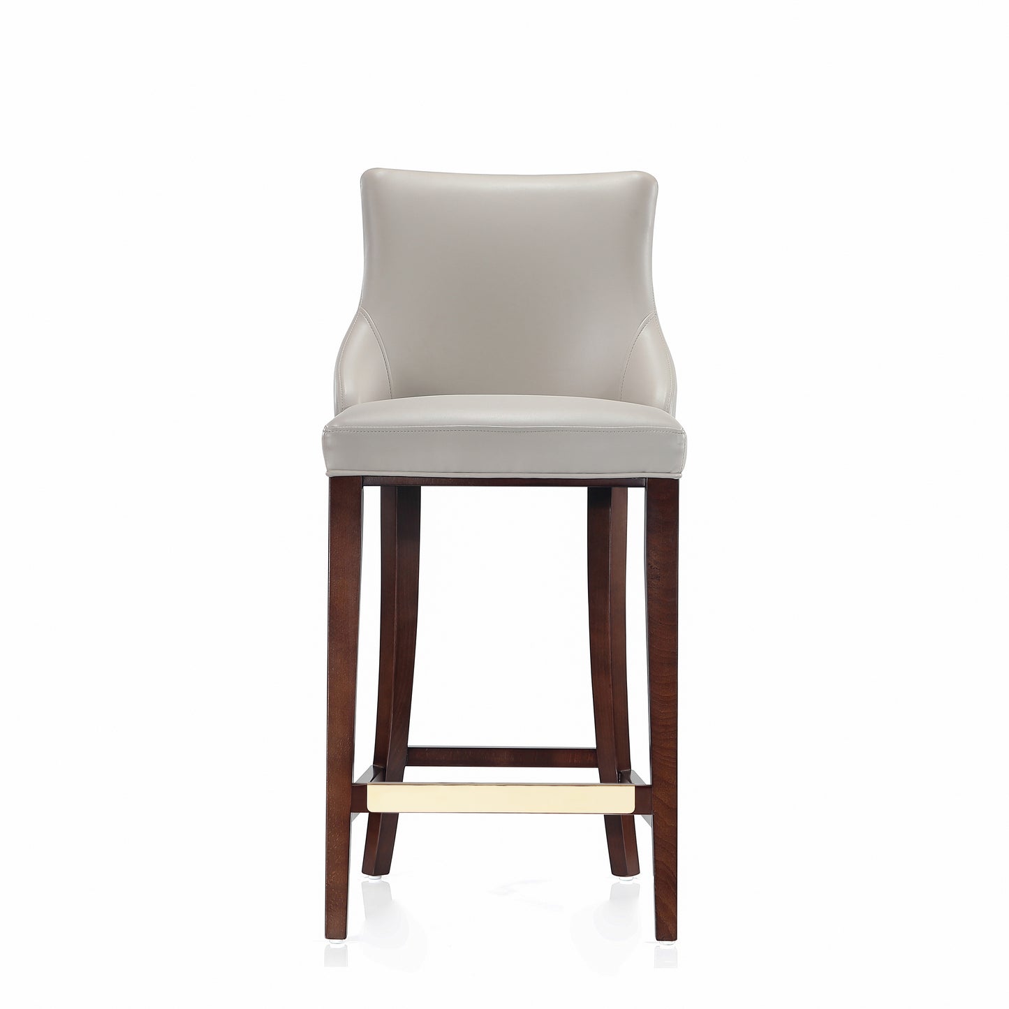 Manhattan Comfort Modern Shubert Barstool Upholstered in Light Grey Leatherette with Beech Wood Legs BS019-LG