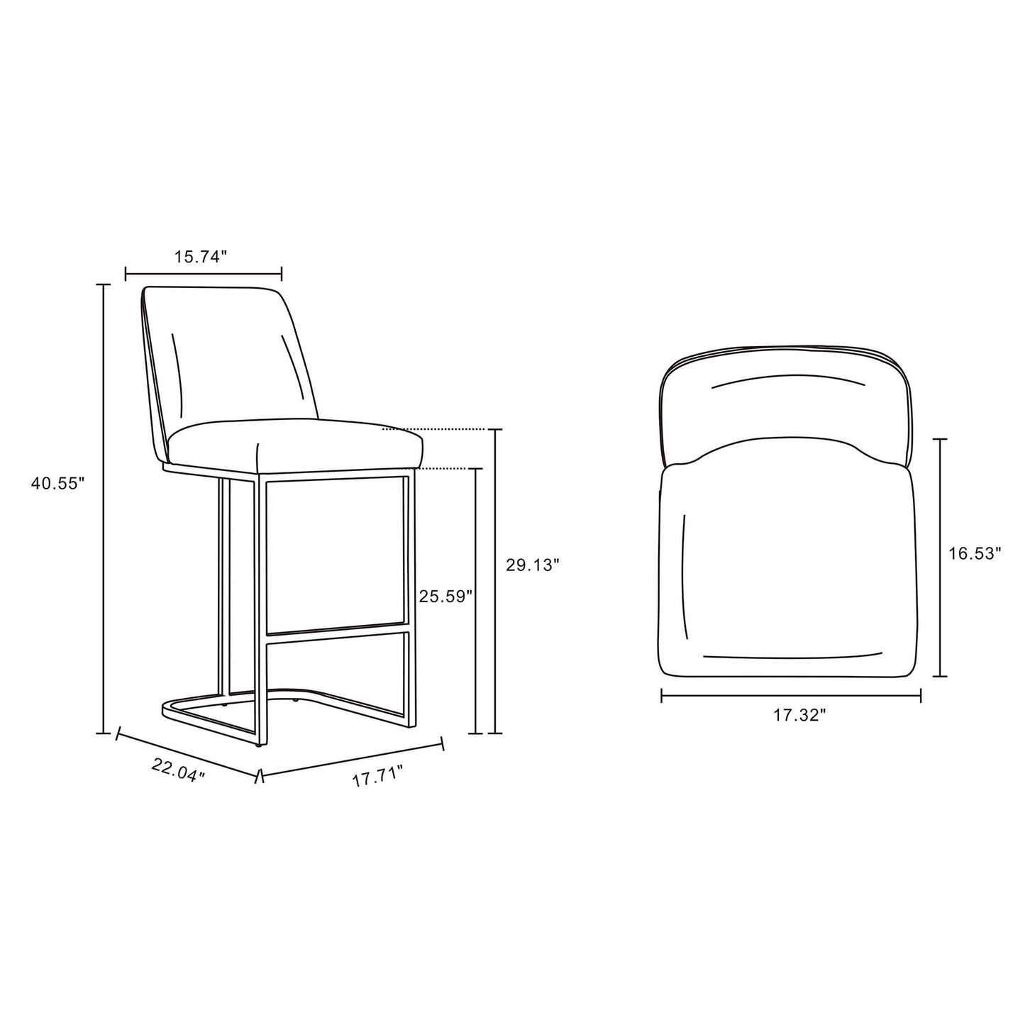 Serena Modern Metal Upholstered Barstool in White BS020-WH