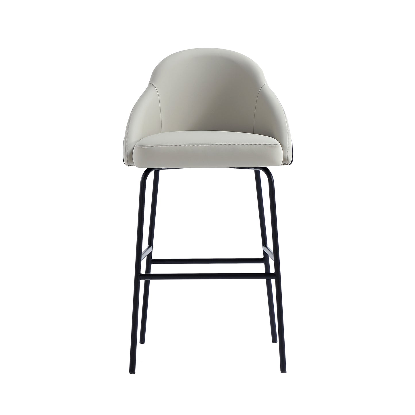 Gracie Modern Metal Upholstered Barstool in Stone Gray and Black BS022-BST