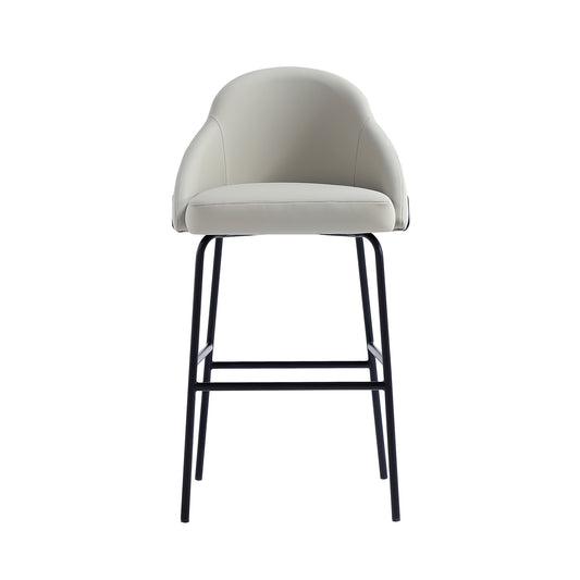 Gracie Modern Metal Upholstered Barstool in Stone Gray and Black BS022-BST