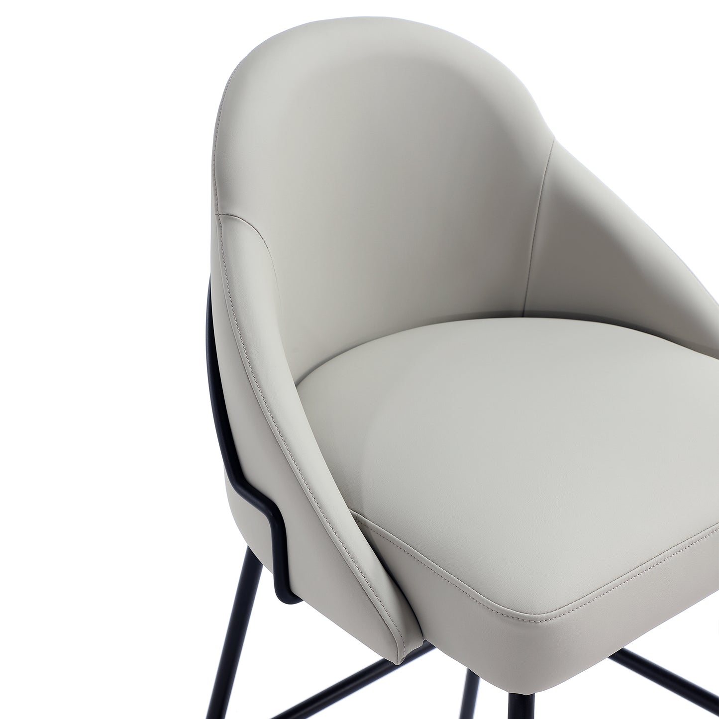 Gracie Modern Metal Upholstered Barstool in Stone Gray and Black BS022-BST
