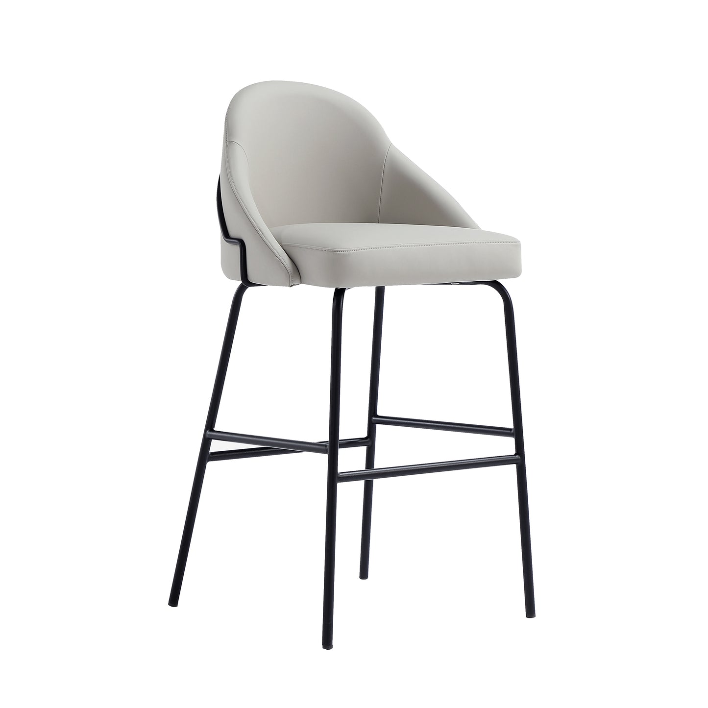 Gracie Modern Metal Upholstered Barstool in Stone Gray and Black BS022-BST