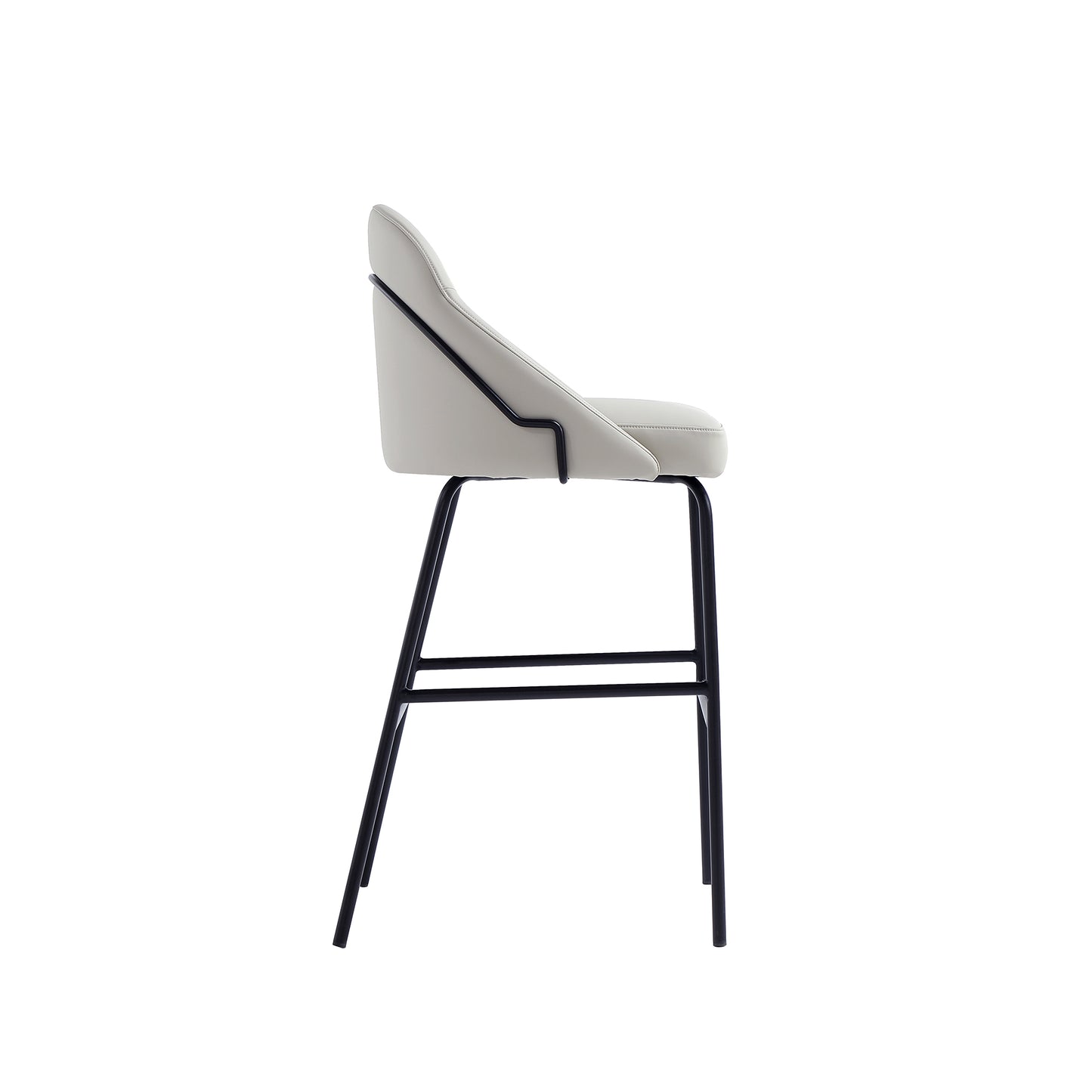 Gracie Modern Metal Upholstered Barstool in Stone Gray and Black BS022-BST