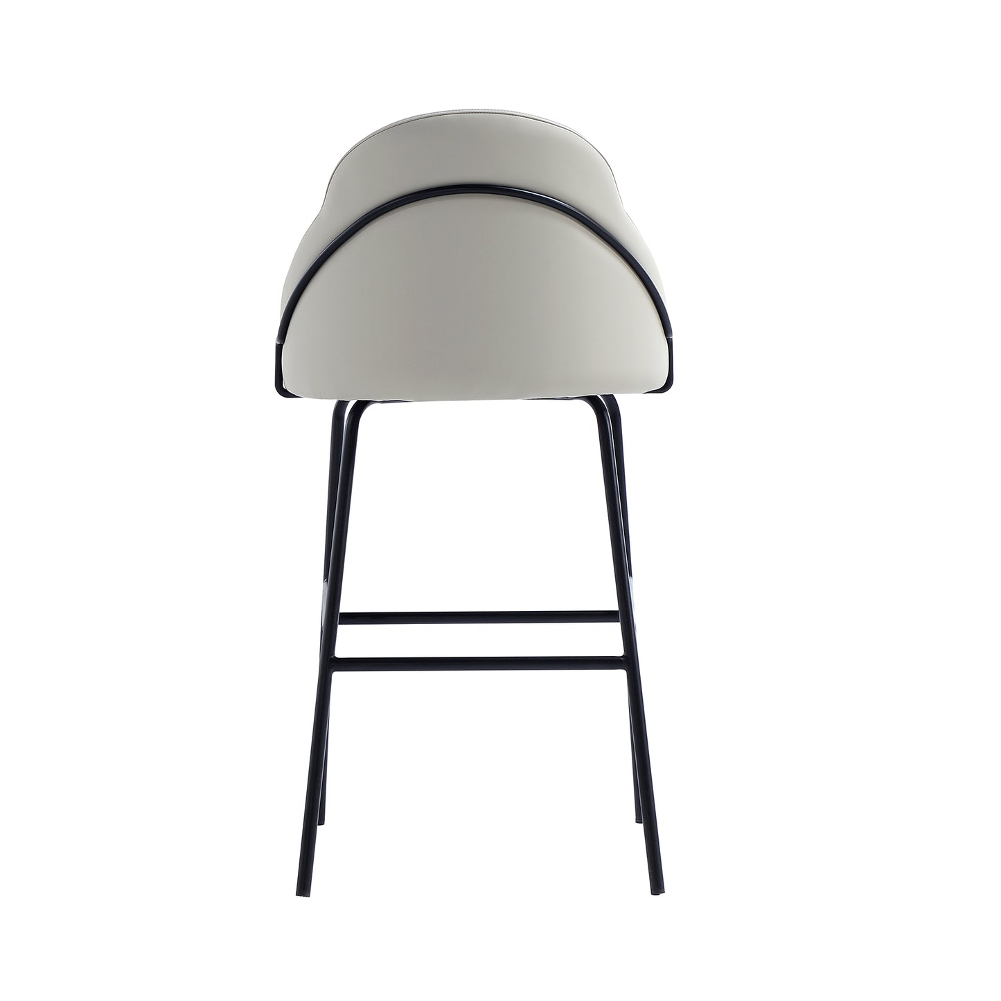 Gracie Modern Metal Upholstered Barstool in Stone Gray and Black BS022-BST