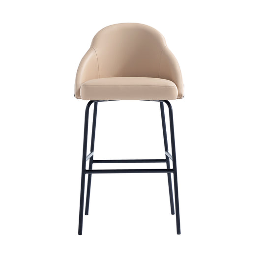 Gracie Modern Metal Upholstered Barstool in Tan and Black BS022-BTN