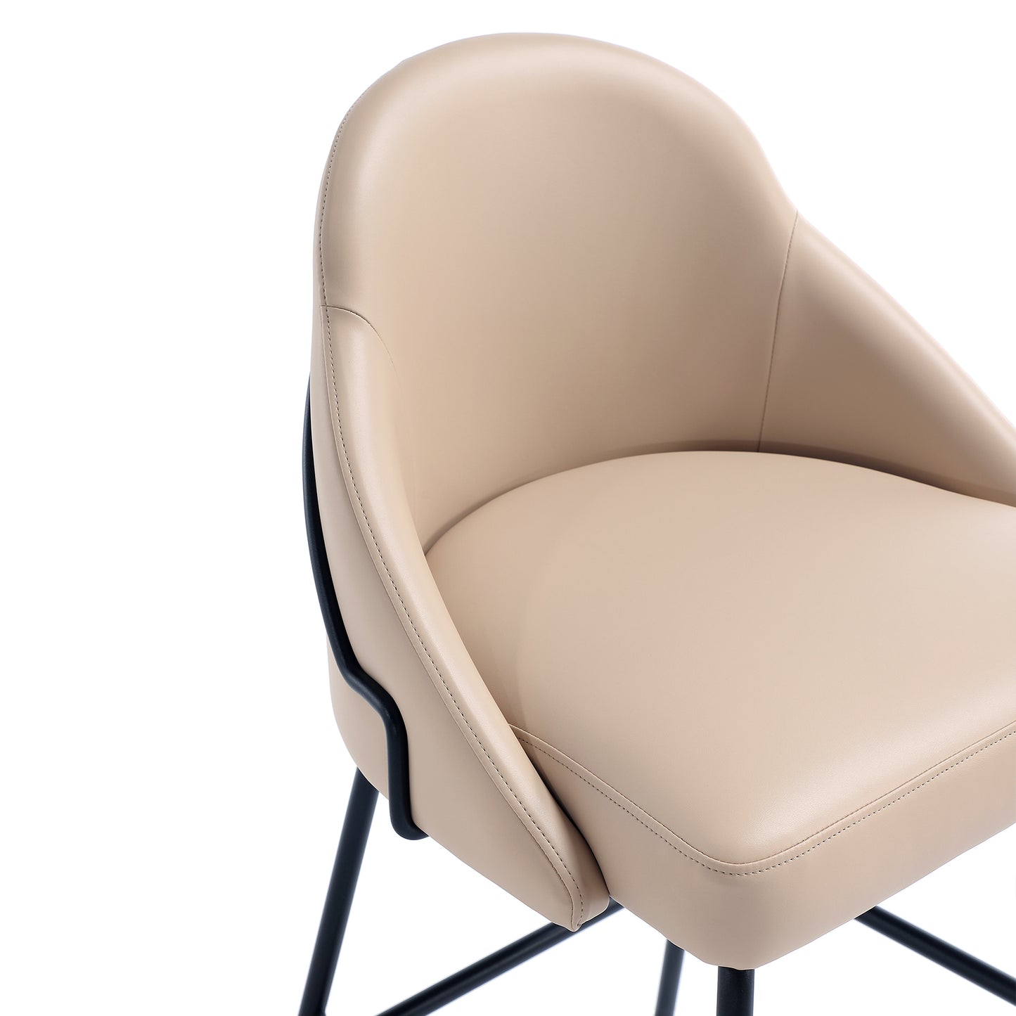 Gracie Modern Metal Upholstered Barstool in Tan and Black BS022-BTN