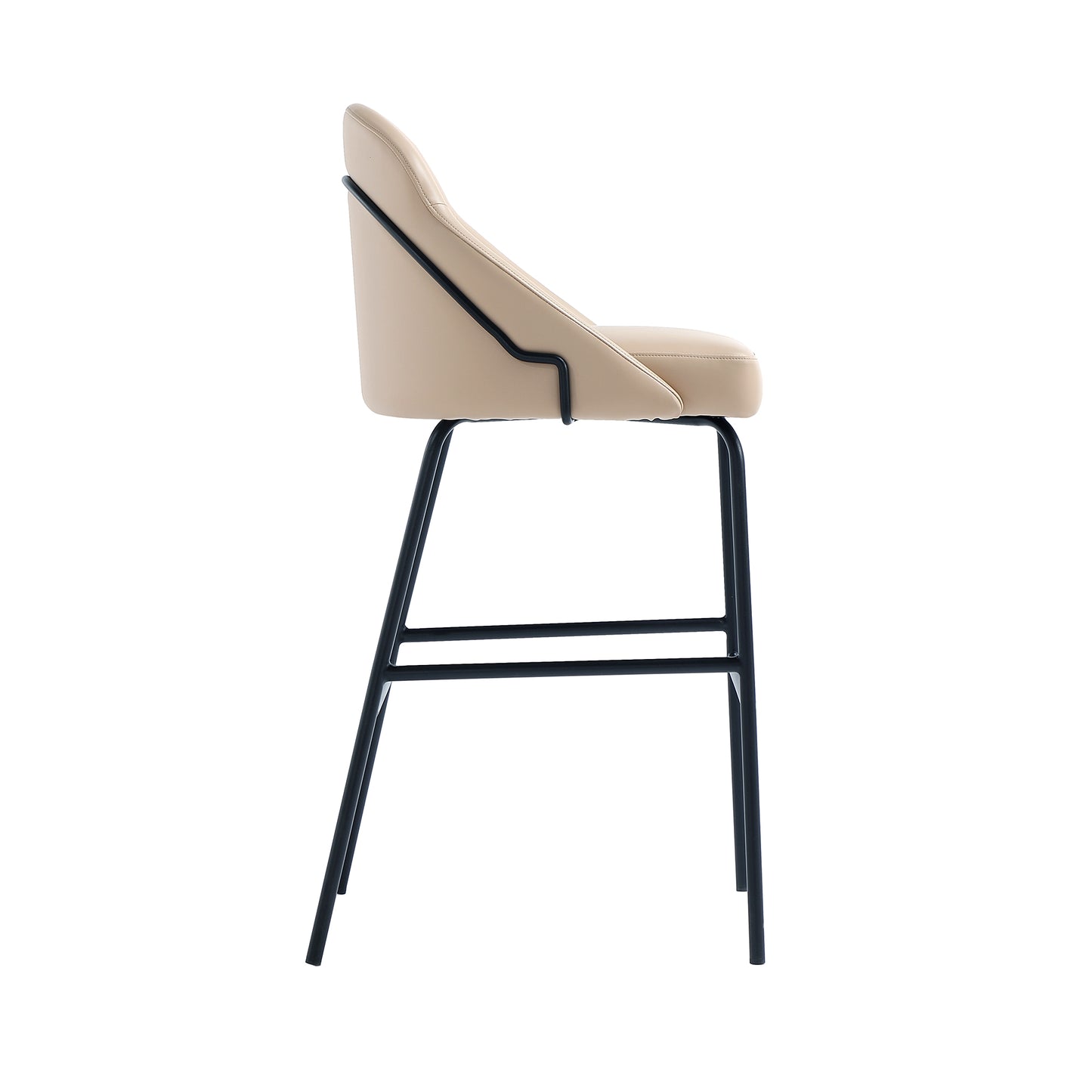 Gracie Modern Metal Upholstered Barstool in Tan and Black BS022-BTN