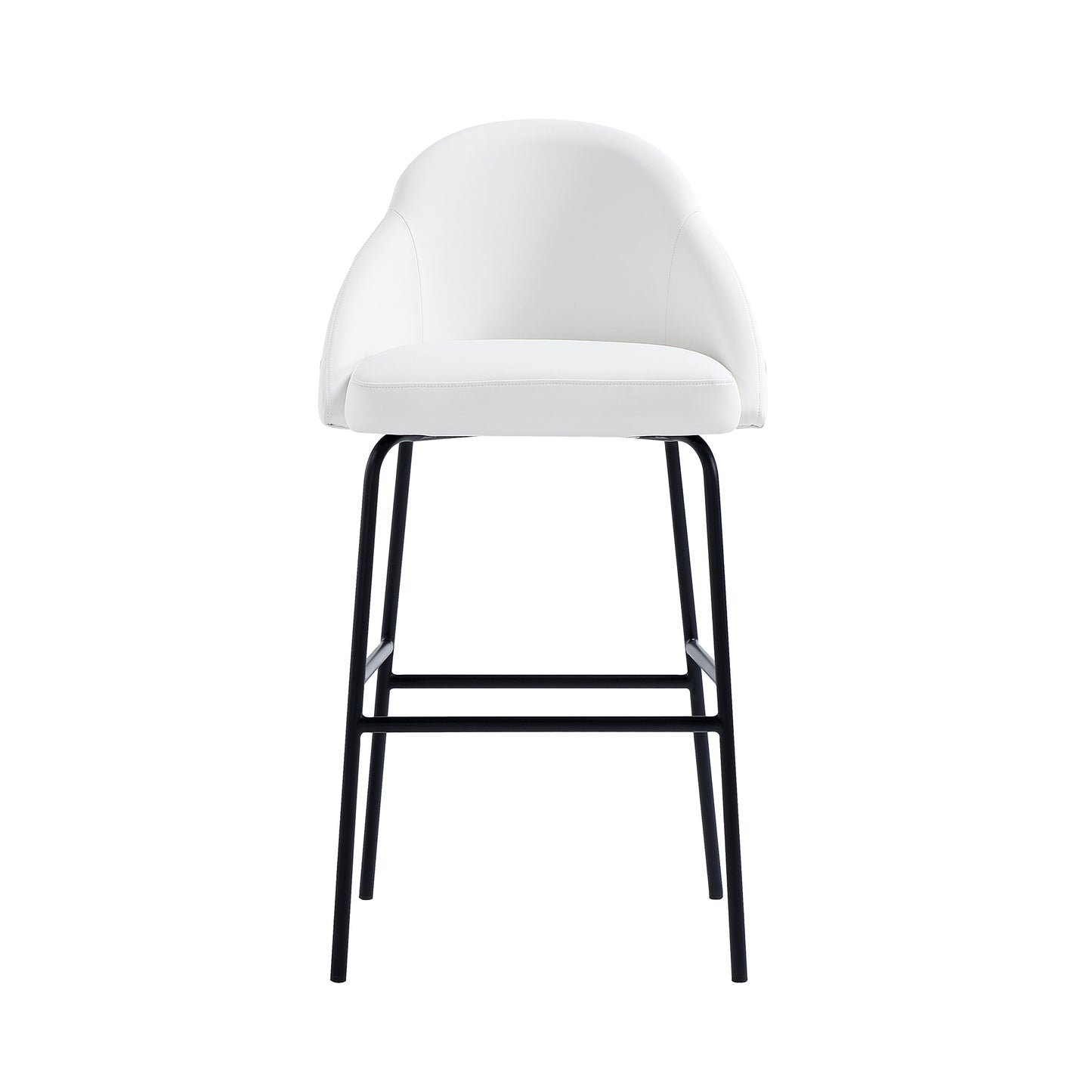 Gracie Modern Metal Upholstered Barstool in White and Black BS022-BWH