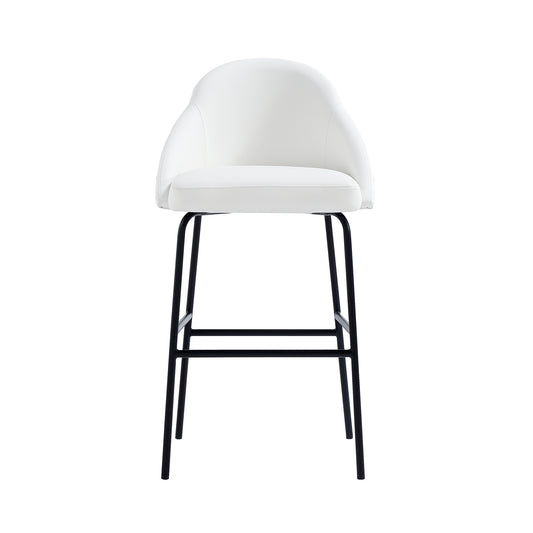 Gracie Modern Metal Upholstered Barstool in White and Black BS022-BWH