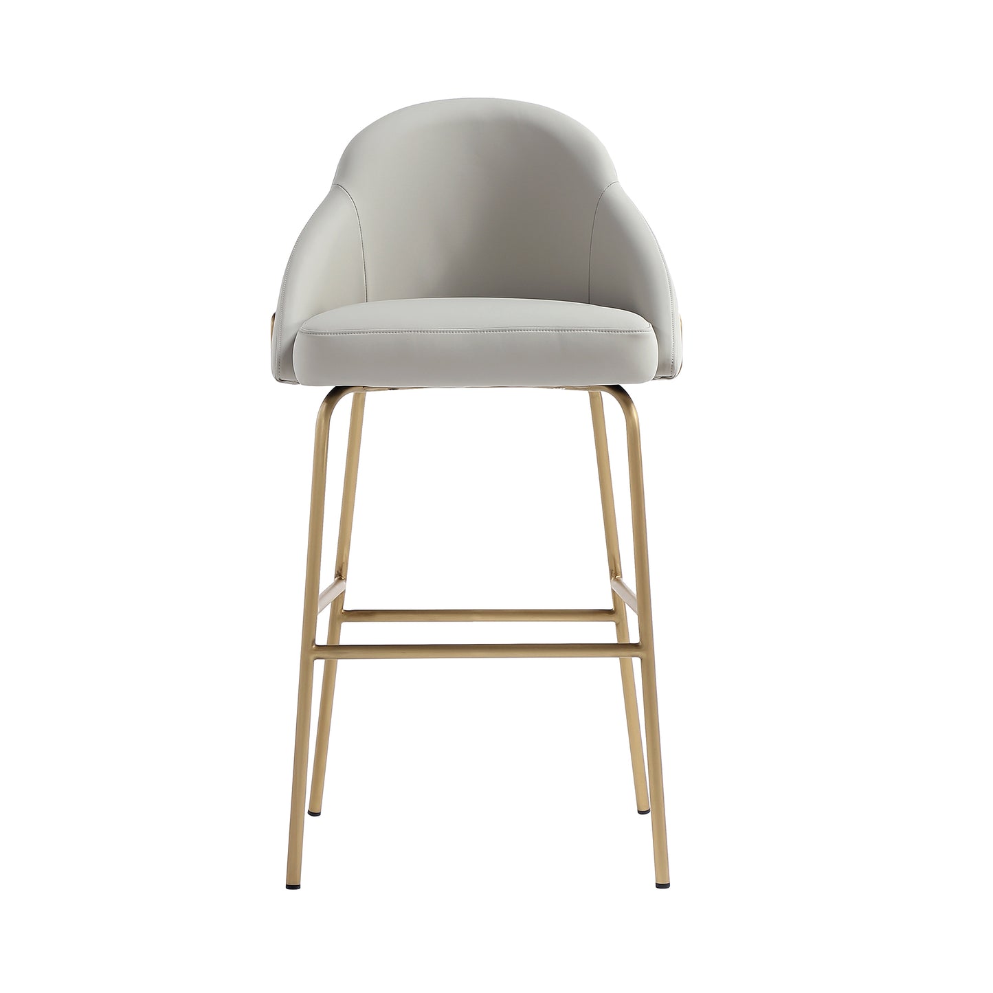 Gracie Modern Metal Upholstered Barstool in Stone Gray and Gold BS022-GST
